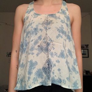 Blue and white tie dye tank top